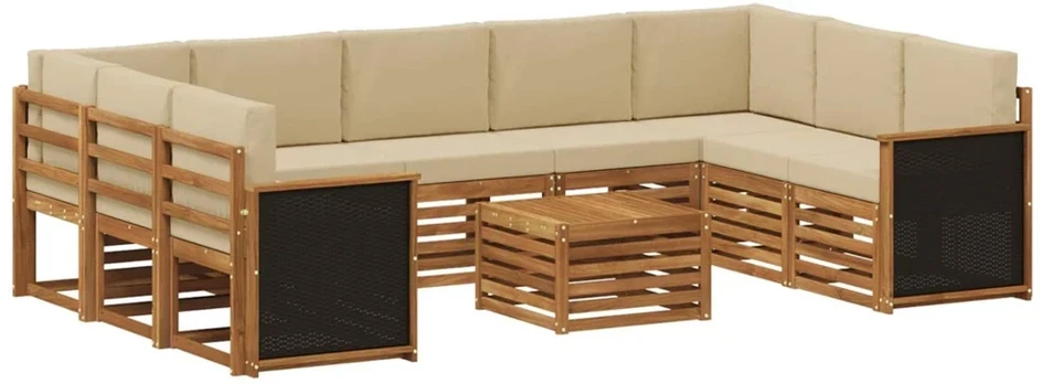 Lauko sofos komplektas 10 vnt. Natūrali