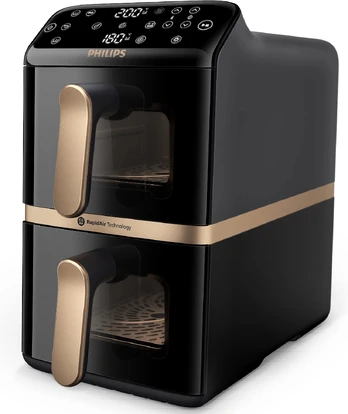 Philips Airfryer 4000 Series Stacked Dual Basket, 2300 W, 10 L, juoda - Karšto oro gruzdintuvė