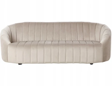 Beliani Trivietė sofa MALUNG, veliūrinė, smėlio spalvos