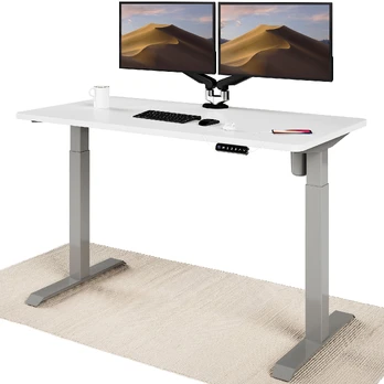 Rašomasis stalas reguliuojamo aukščio Desktronic Home One, baltas/pilkas