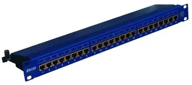 EMITERNET PANEL 19", 24XRJ45 STP CAT.5E (1U) Mėlynas DCN/PPFA674BKS248C5E