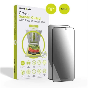 Apsauginis stiklas Mobile Origin Screen Guard Privacy with easy applicator, 2 pack - iPhone 16
