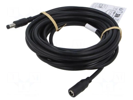 Cable | DC 5,5/2,1 plug,DC 5,5/2,1 socket | straight | black | 5m