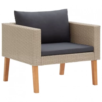 Vienvietė sodo sofa su pagalvėlėmis, smėlio, poliratanas