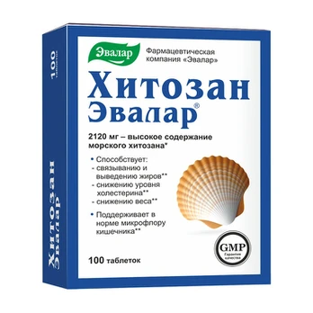 Evalar chitozanas 500 mg, 100 tablečių