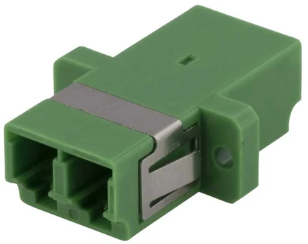 Deltaco Fiber coupler snap-in, 2xLC-LC, Singlemode, duplex, žalias