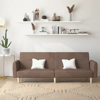 Dvivietė sofa-lova, taupe spalvos, audinys