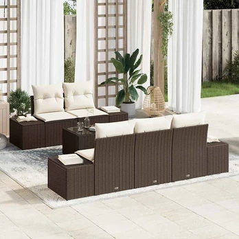 6 dalių sodo sofa su pagalvėmis Ruda Poli Ratano