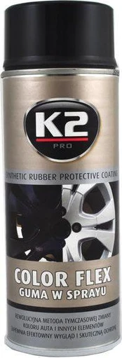 K2 COLOR FLEX GUMA W SPRAYU - Juodas MAT 400ML