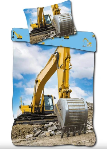 Brandmac Bed Linen - Junior Size 100 x 140 cm - Yellow Excavator