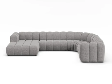 Modular Panoramic Right Corner Sofa, "Lupine", 6 Seats, 370x280x70, Light Grey