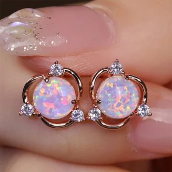 Vario auskarai, Rose Golden White Opalas