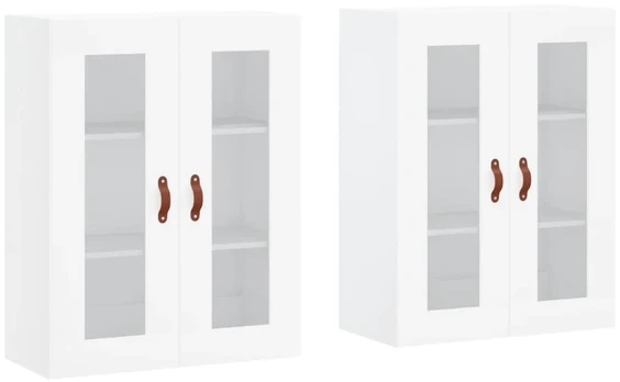 Prie sienos montuojamos spintelės, 2vnt., baltos, mediena