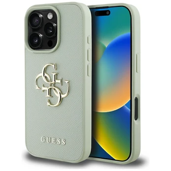 Dėklas Guess Grained Big 4G Logo Small Classic Logo do iPhone 16 Pro Max žalia