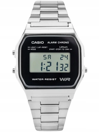 Casio A158wea-1ef Retro Unisex laikrodis su metaline apyranke
