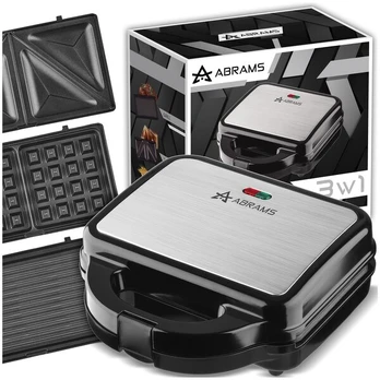 3in1 skrudintuvas–vaflinė–grilis ABRAMS 1000 W, sidabrinis