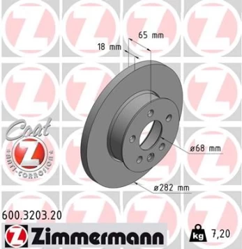 Stabdžių diskas ZIMMERMANN 600.3203.20