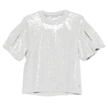Palaidinės moterims, Sidabrinė, Sequins puff sleeves