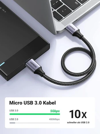 Ugreen Usb 3.0 Micro B laidas išoriniams diskams, telefonams