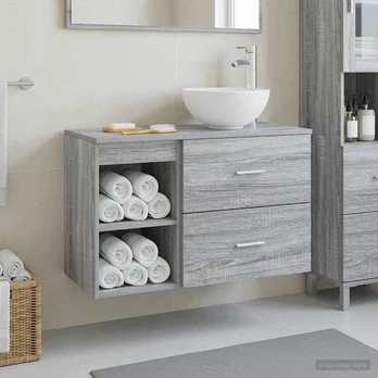 Vonios baldų rinkinys 2 pcs Pilka Sonoma Apdirbta mediena