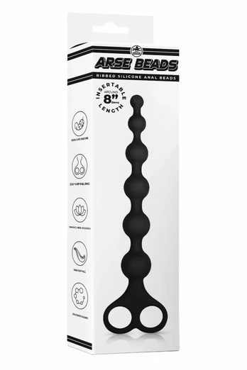 NMC 8 Inch Ribbed Silicone Beads Black - Flexible Graduated Design