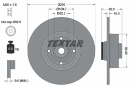 Stabdžių diskas TEXTAR 92154503 kaina