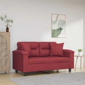 Dvivietė sofa su pagalvėlėmis, vyno, 120cm, dirbtinė oda kaina