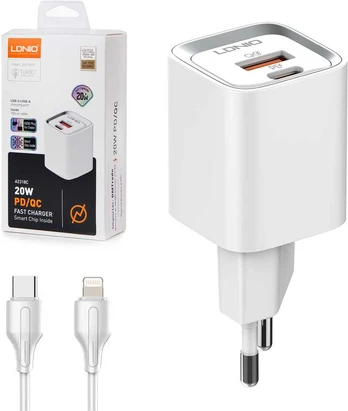Ldnio Įkroviklis USB 30W PD QC3.0 kabelis USB-C Lightning
