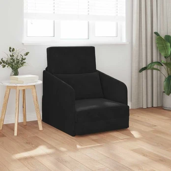 grindų sofa-lova 2-in-1 juoda 65x80x83 cm