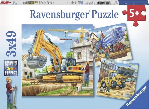 Dėlionė Ravensburger Large Construction Machines 3in1