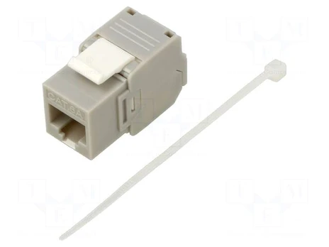 RJ45 module | Keystone | grey | on cable | Cat 6a | RJ45 socket | 8p8c