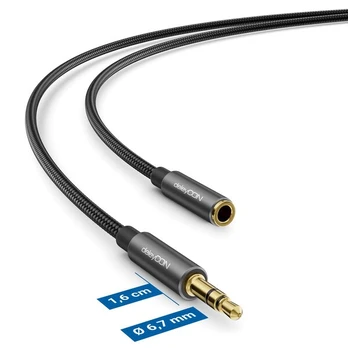 Deleycon 0.5m Aux prailginimo laidas 3.5mm stereo jungtis