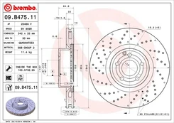 Stabdžių diskas BREMBO 09.B475.11 kaina