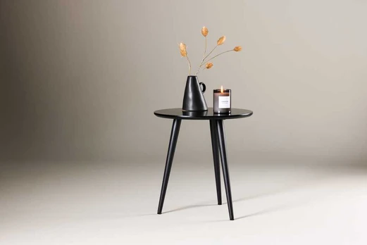 Venture Design Šoninis stalas, Askim, ⌀48 cm, Juodas
