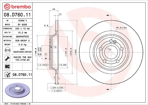 BREMBO 08.D760.11 Brake Disc