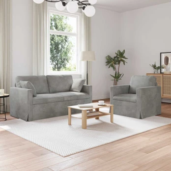 Sofa Sofos komplektas 2 pcs Šviesiai pilka 158 x 78 x 80 cm Aksomas