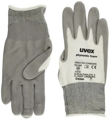 Uvex 60050 7 Phynomic Foam apsauginės pirštinės, dydis: 7, balta, pilka