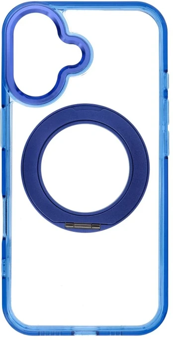 Dėklas Oem Case for iPhone 16 Frame Circle Stand compatible with MagSafe navy mėlynas