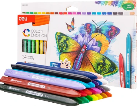 Plastikinės kreidelės DELI EC20020, 24 spalvų