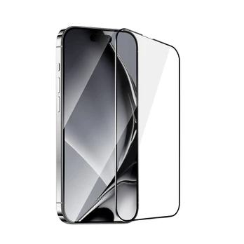 Tempered glass metal frame for iPhone 16 Plus 6,7' juodas frame