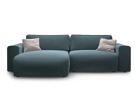 Velvet Left Corner Sofa With Bed Function And Box, "Victor", 3 Seats, 246x148x83, Grey