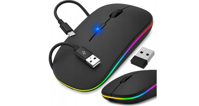 Belaidė pelė LED pelė su „Bluetooth" įkraunama