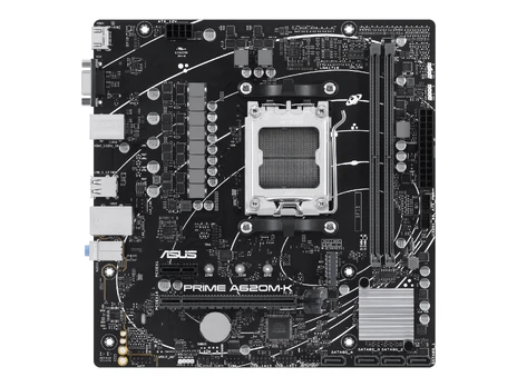 Asus | PRIME A620M-K | Processor family AMD | Processor socket AM5 | DDR5 DIMM | Memory slots 2 | Supported hard disk drive inte