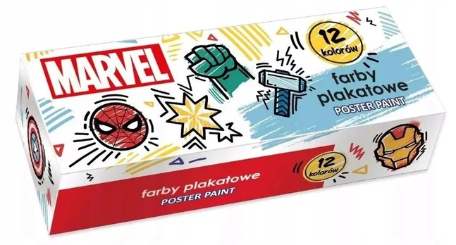 Plakatiniai dažai "avengers", 12 spalvų, 20ml