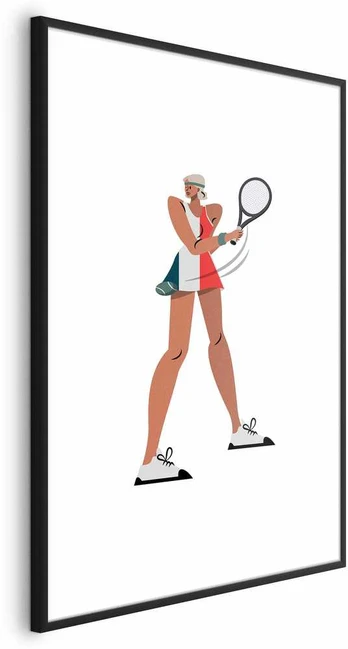 Artgeist Plakatas - Tennis Player with a Racket on a Baltas Background - Illustration