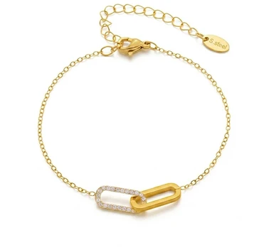 Troli Elegant steel bracelet with zircons Gold
