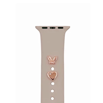 Pin Charms set for watch straps butterfly rose auksinis