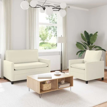 Sofa Sofos komplektas 2 pcs Kreminė Audinys