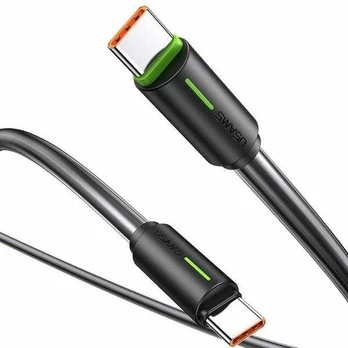 USAMS Kabelis USB-C/USB-C 1m SJ734 juoda/juodas YU Series SJ734USB01 (US-SJ734)