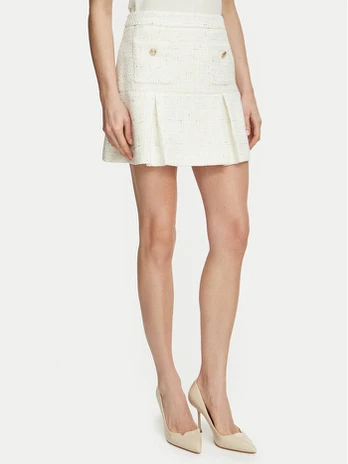 Guess Mini sijonas W6BD33 W4319 Kreminė Regular Fit